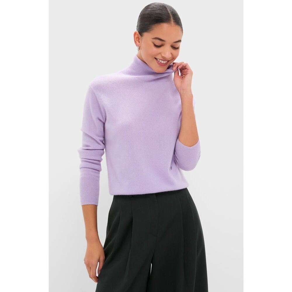 NWT tuckernuck lavender frost PURPLE cashmere turtleneck sweater XS